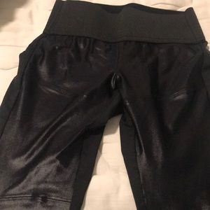 Faux leather front leggings